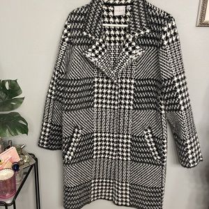 Cyrus Statement Cardigan Coat Sweater Jacket Houndstooth Black & White Size M